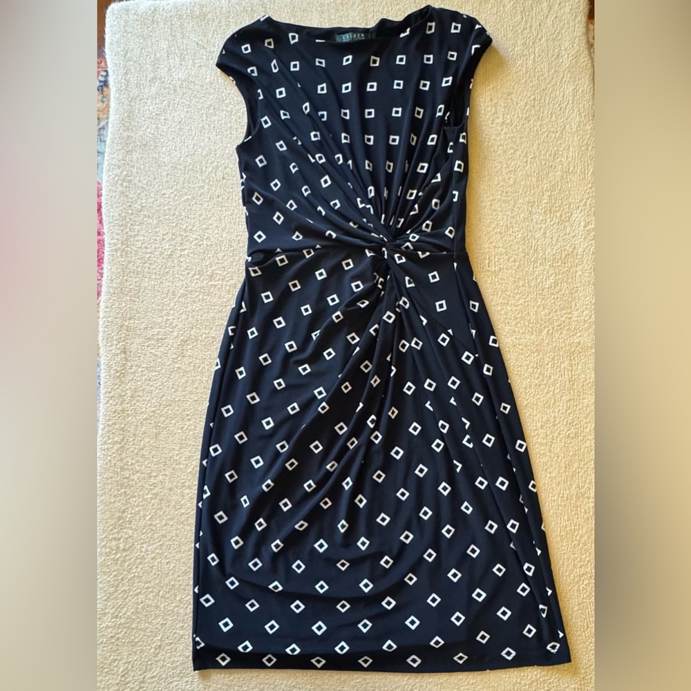Lauren Ralph Lauren Black Dress with White Diamond Pattern